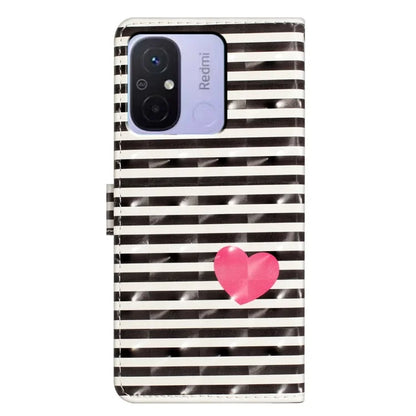 For Xiaomi Redmi 12C 4G Case 3D Pattern Printing PU Phone Cover with Wallet