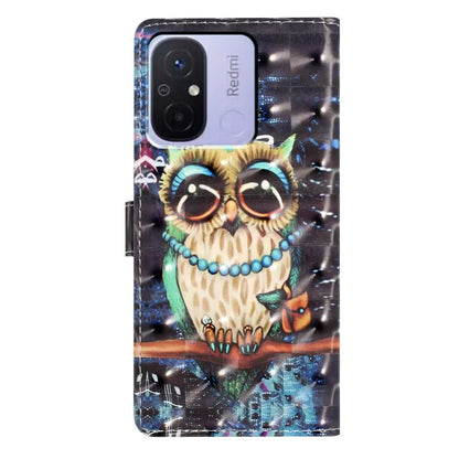 For Xiaomi Redmi 12C 4G Case 3D Pattern Printing PU Phone Cover with Wallet