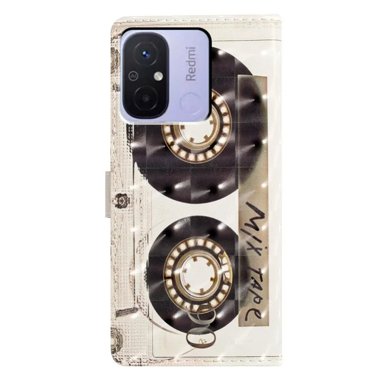 For Xiaomi Redmi 12C 4G Case 3D Pattern Printing PU Phone Cover with Wallet