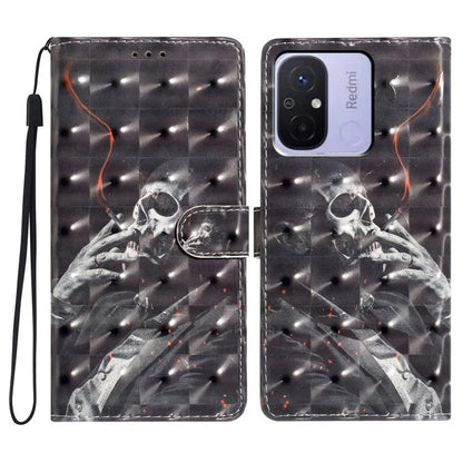 For Xiaomi Redmi 12C 4G Case 3D Pattern Printing PU Phone Cover with Wallet