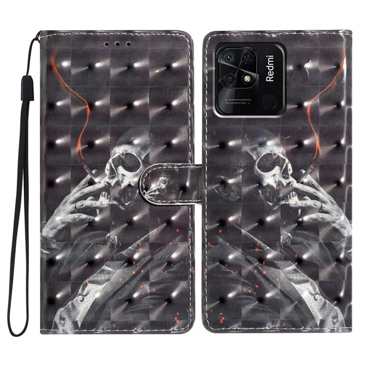 For Xiaomi Redmi 10C 4G Protective Case Pattern Printing PU Leather Wallet Phone Cover