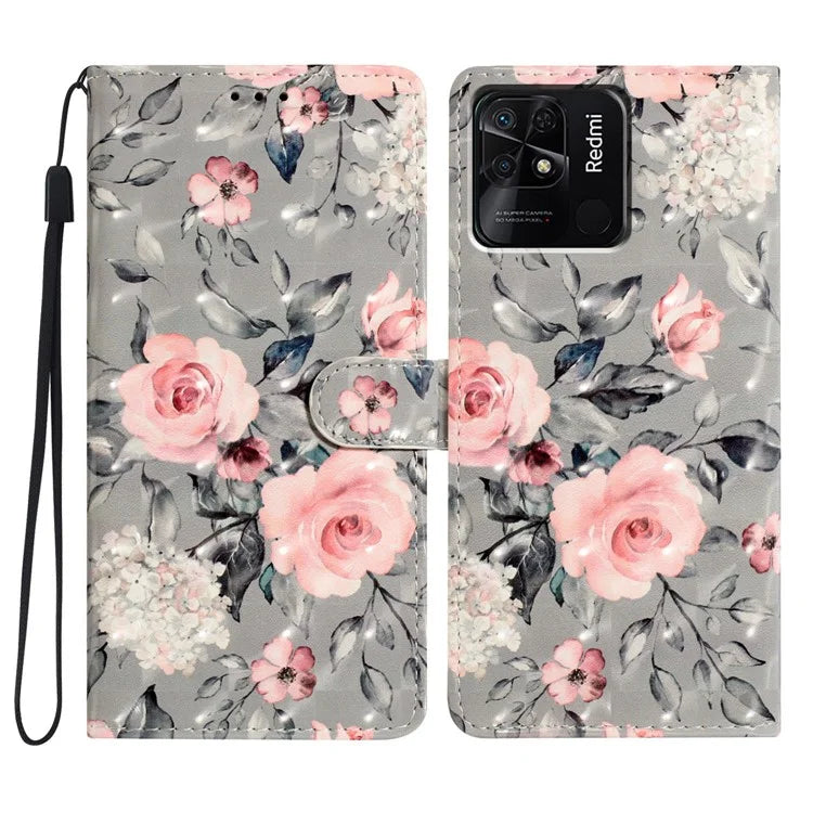 For Xiaomi Redmi 10C 4G Protective Case Pattern Printing PU Leather Wallet Phone Cover