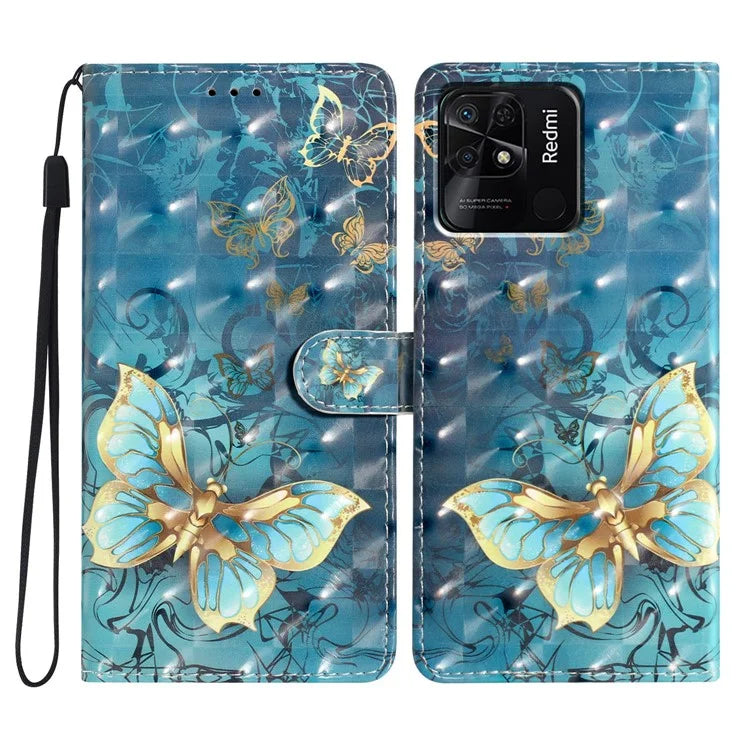 For Xiaomi Redmi 10C 4G Protective Case Pattern Printing PU Leather Wallet Phone Cover