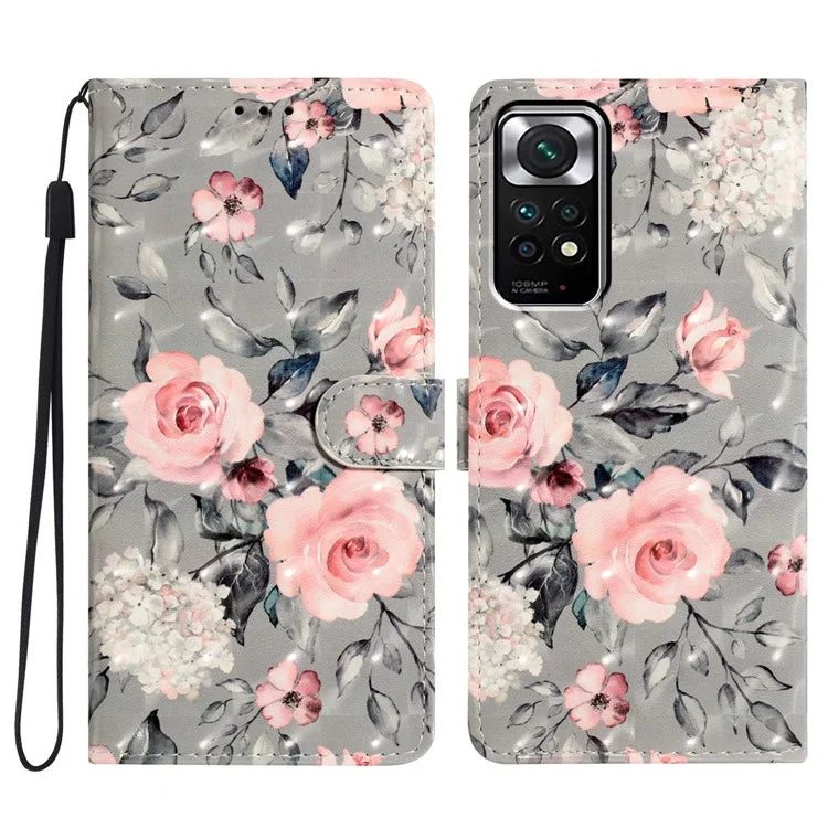 For Xiaomi Redmi Note 11S 4G / Note 11 4G (Qualcomm) Case Wallet PU Leather 3D Pattern Phone Cover