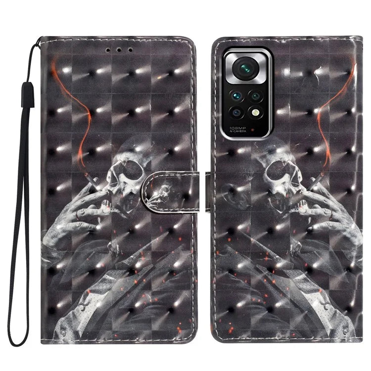 For Xiaomi Redmi Note 11S 4G / Note 11 4G (Qualcomm) Case Wallet PU Leather 3D Pattern Phone Cover