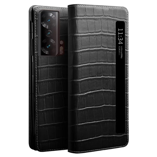QIALINO For Honor Magic Vs 5G Case Smart View Window Genuine Cow Leather Phone Cover