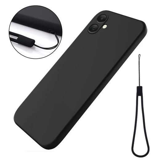 For Samsung Galaxy A05 4G Case Anti-Scratch Phone Cover Liquid Silicone Phone Shell with Strap