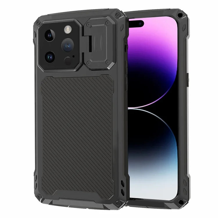 For iPhone 14 Pro Case Aluminum Alloy+Silicone Phone Cover with Kickstand