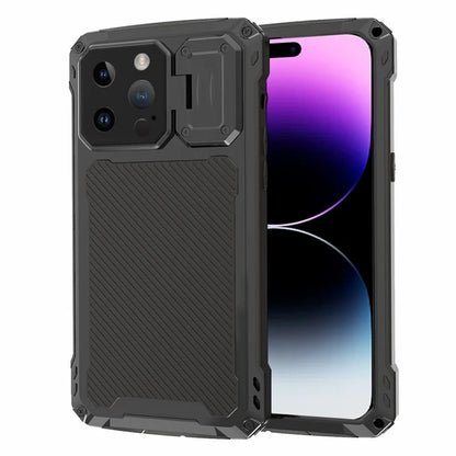 For iPhone 14 Pro Case Aluminum Alloy+Silicone Phone Cover with Kickstand