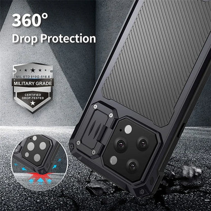For iPhone 14 Pro Case Aluminum Alloy+Silicone Phone Cover with Kickstand