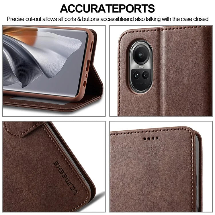 LC.IMEEKE For Oppo Reno10 Pro 5G (Global) / Reno10 5G (Global) Case PU Leather Stand Phone Wallet Cover