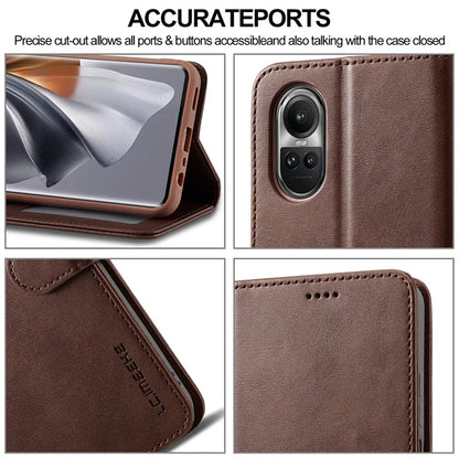 LC.IMEEKE For Oppo Reno10 Pro 5G (Global) / Reno10 5G (Global) Case PU Leather Stand Phone Wallet Cover