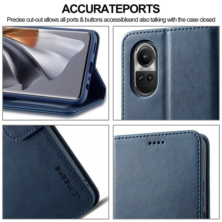 LC.IMEEKE For Oppo Reno10 Pro 5G (Global) / Reno10 5G (Global) Case PU Leather Stand Phone Wallet Cover
