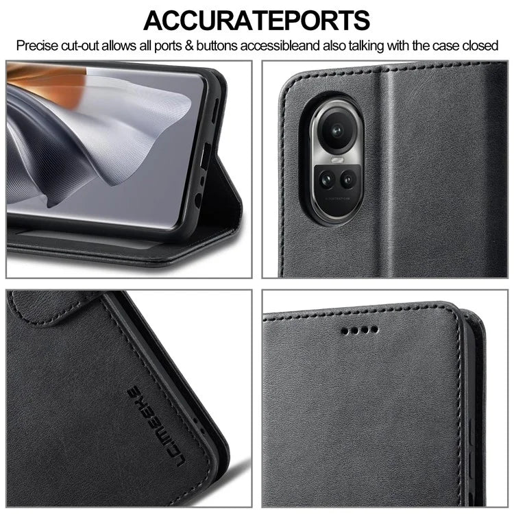 LC.IMEEKE For Oppo Reno10 Pro 5G (Global) / Reno10 5G (Global) Case PU Leather Stand Phone Wallet Cover