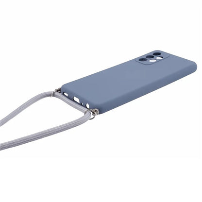 For Samsung Galaxy A53 5G Rubberized Case Fiber Lining Phone Cover with Long Lanyard