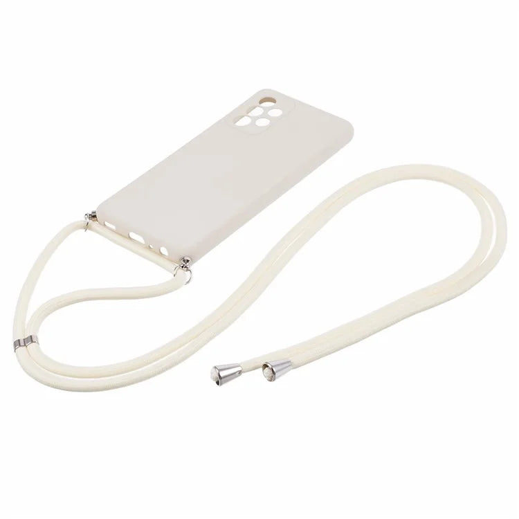 For Samsung Galaxy A53 5G Rubberized Case Fiber Lining Phone Cover with Long Lanyard