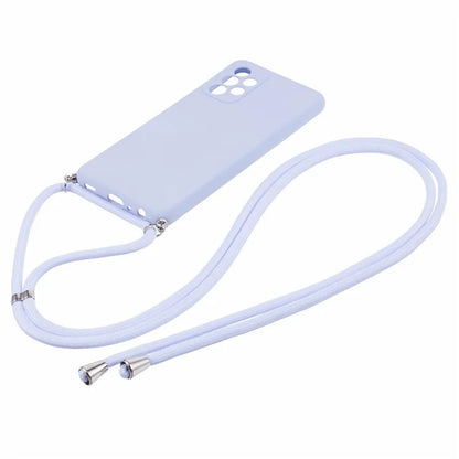 For Samsung Galaxy A53 5G Rubberized Case Fiber Lining Phone Cover with Long Lanyard