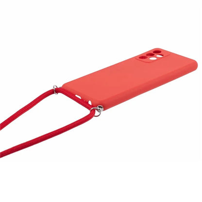 For Samsung Galaxy A53 5G Rubberized Case Fiber Lining Phone Cover with Long Lanyard