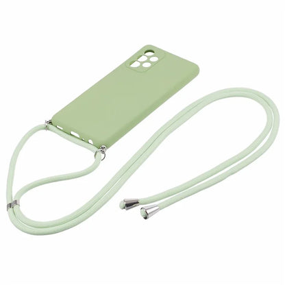 For Samsung Galaxy A53 5G Rubberized Case Fiber Lining Phone Cover with Long Lanyard