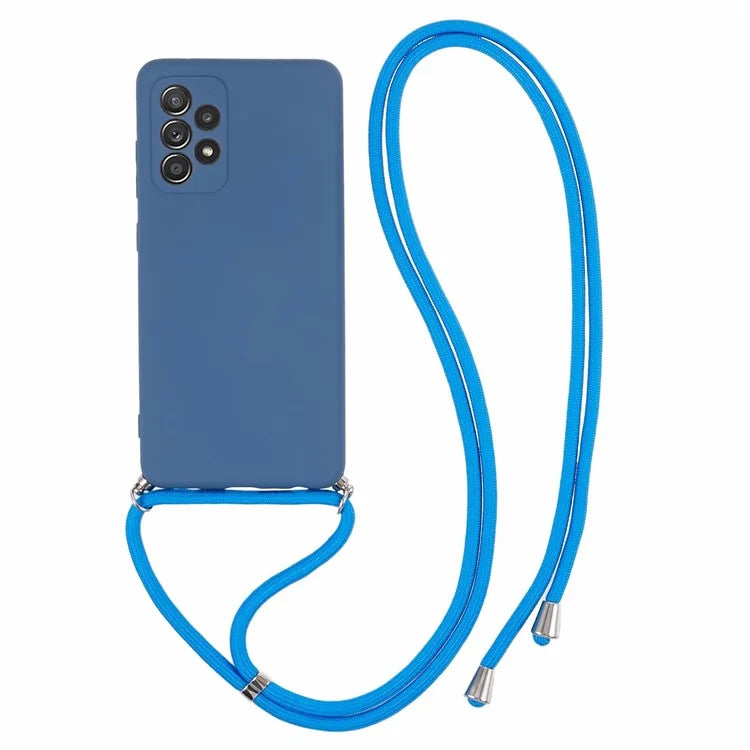 For Samsung Galaxy A72 4G / 5G Case Soft TPU Fiber Lining Phone Cover with Long Lanyard