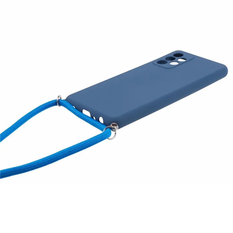 For Samsung Galaxy A72 4G / 5G Case Soft TPU Fiber Lining Phone Cover with Long Lanyard