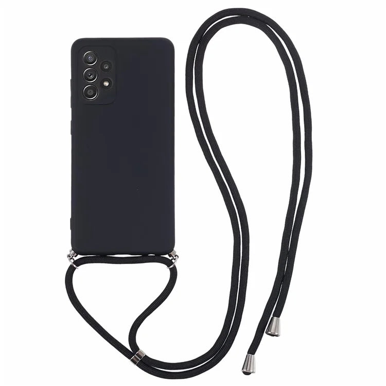 For Samsung Galaxy A72 4G / 5G Case Soft TPU Fiber Lining Phone Cover with Long Lanyard