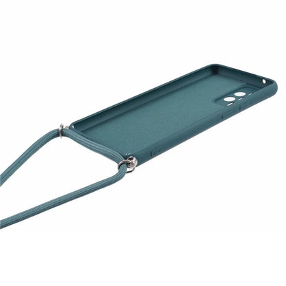 For Samsung Galaxy A72 4G / 5G Case Soft TPU Fiber Lining Phone Cover with Long Lanyard