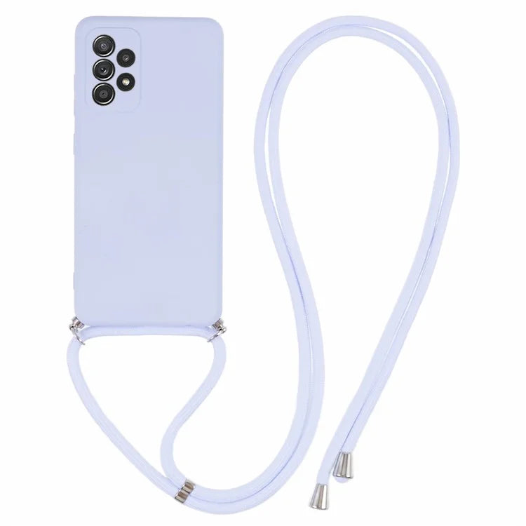 For Samsung Galaxy A72 4G / 5G Case Soft TPU Fiber Lining Phone Cover with Long Lanyard