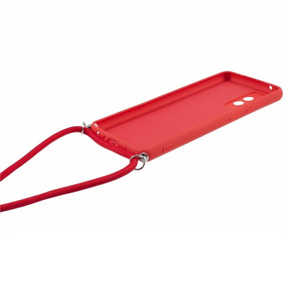 For Samsung Galaxy A72 4G / 5G Case Soft TPU Fiber Lining Phone Cover with Long Lanyard