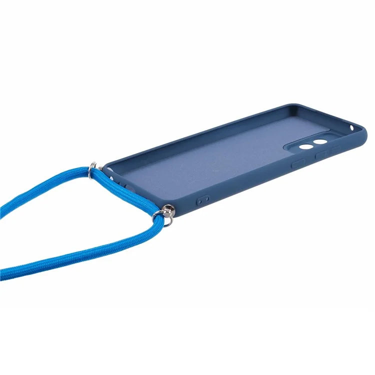 For Samsung Galaxy A73 5G Case Rubberized TPU Back Cover with Long Lanyard