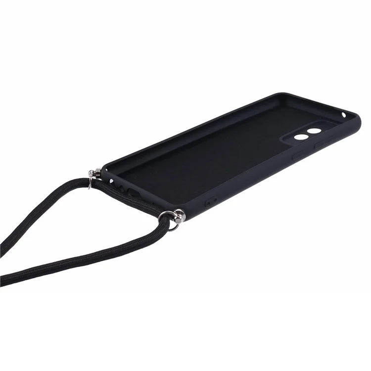 For Samsung Galaxy A73 5G Case Rubberized TPU Back Cover with Long Lanyard