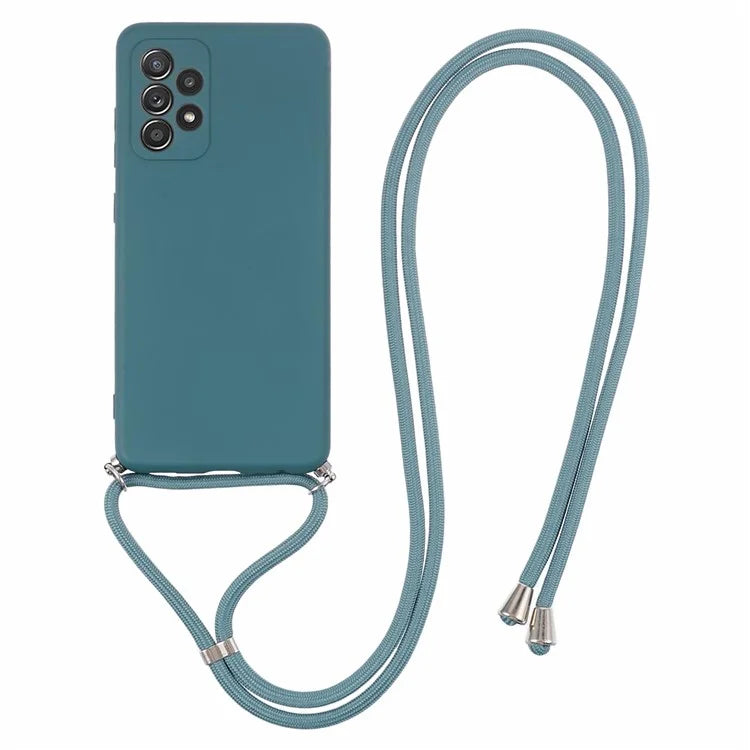 For Samsung Galaxy A73 5G Case Rubberized TPU Back Cover with Long Lanyard