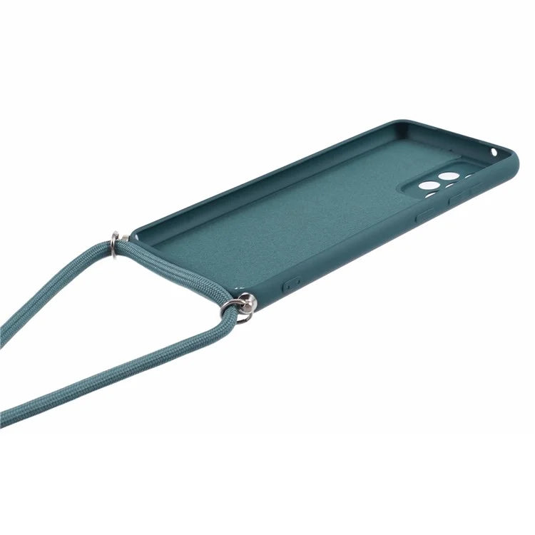 For Samsung Galaxy A73 5G Case Rubberized TPU Back Cover with Long Lanyard