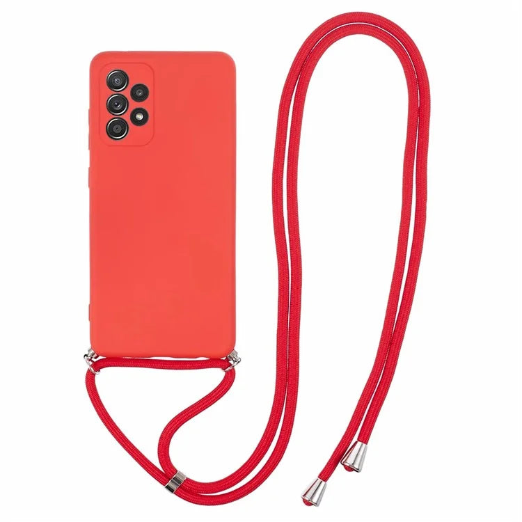 For Samsung Galaxy A73 5G Case Rubberized TPU Back Cover with Long Lanyard