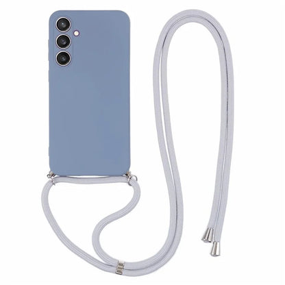 For Samsung Galaxy S23 FE Case Fiber Lining TPU Back Cover with Long Lanyard