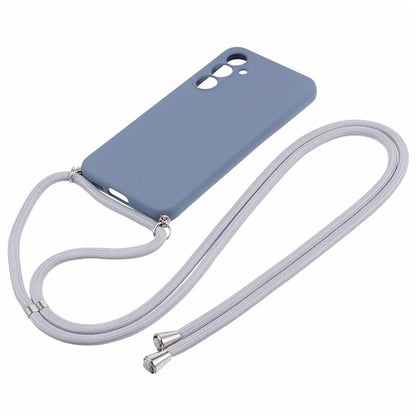 For Samsung Galaxy S23 FE Case Fiber Lining TPU Back Cover with Long Lanyard