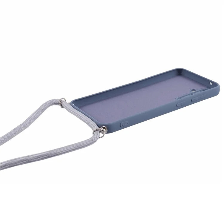 For Samsung Galaxy S23 FE Case Fiber Lining TPU Back Cover with Long Lanyard