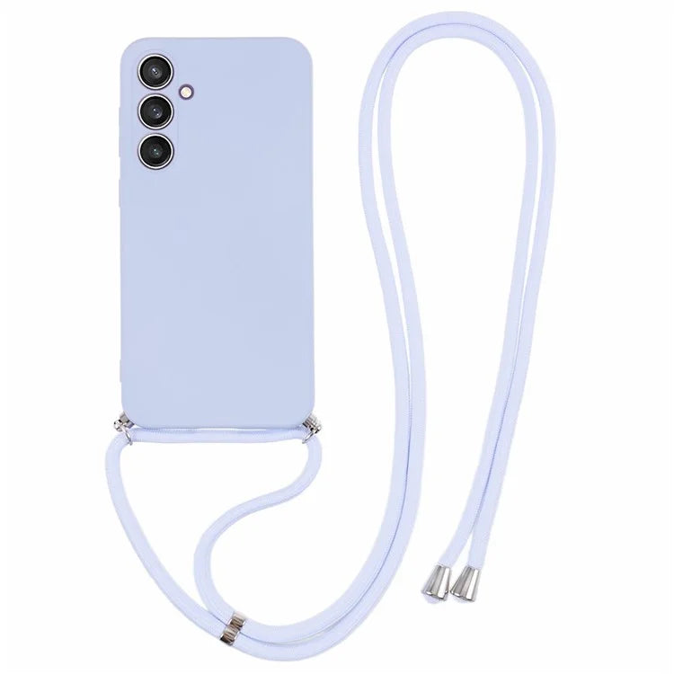 For Samsung Galaxy S23 FE Case Fiber Lining TPU Back Cover with Long Lanyard