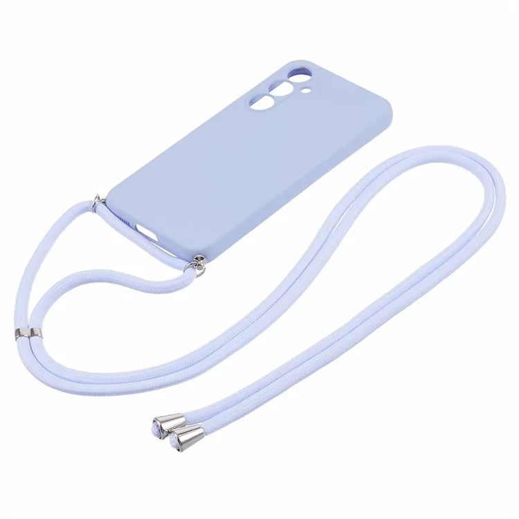 For Samsung Galaxy S23 FE Case Fiber Lining TPU Back Cover with Long Lanyard