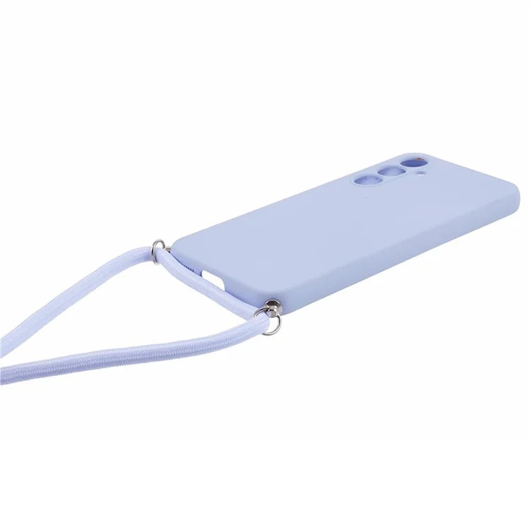 For Samsung Galaxy S23 FE Case Fiber Lining TPU Back Cover with Long Lanyard