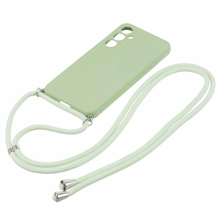 For Samsung Galaxy S23 FE Case Fiber Lining TPU Back Cover with Long Lanyard