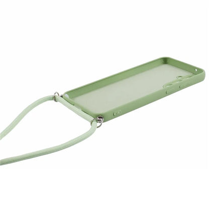 For Samsung Galaxy S23 FE Case Fiber Lining TPU Back Cover with Long Lanyard