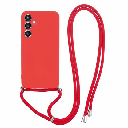 For Samsung Galaxy S23 FE Case Fiber Lining TPU Back Cover with Long Lanyard