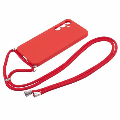 For Samsung Galaxy S23 FE Case Fiber Lining TPU Back Cover with Long Lanyard