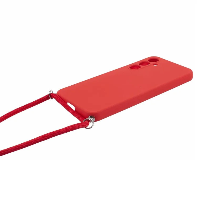 For Samsung Galaxy S23 FE Case Fiber Lining TPU Back Cover with Long Lanyard