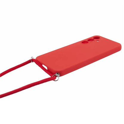 For Samsung Galaxy S23 FE Case Fiber Lining TPU Back Cover with Long Lanyard