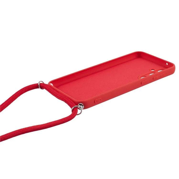 For Samsung Galaxy S23 FE Case Fiber Lining TPU Back Cover with Long Lanyard