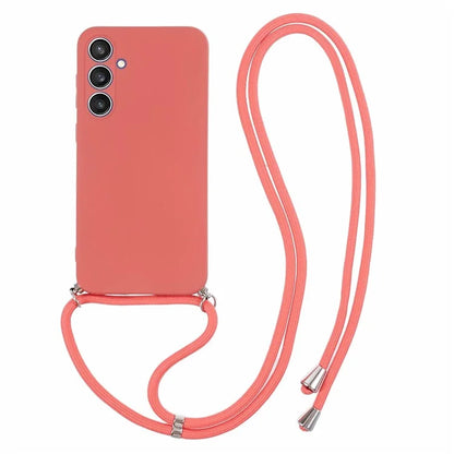 For Samsung Galaxy S23 FE Case Fiber Lining TPU Back Cover with Long Lanyard