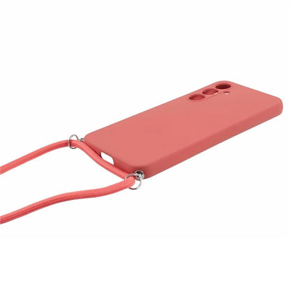 For Samsung Galaxy S23 FE Case Fiber Lining TPU Back Cover with Long Lanyard