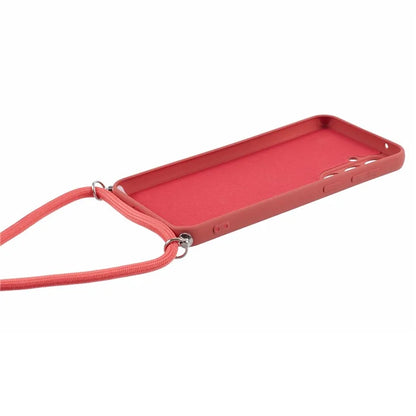 For Samsung Galaxy S23 FE Case Fiber Lining TPU Back Cover with Long Lanyard